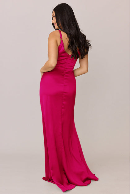 Giada Satin Dress | Made To Order | Hot Pink