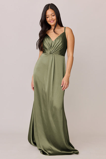 Giada Satin Dress | Made To Order | Moss