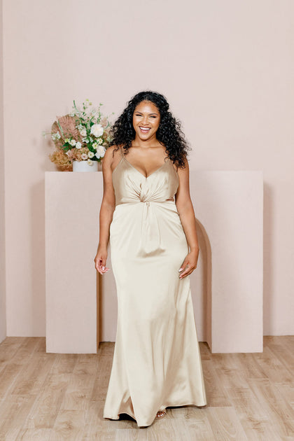 Giada Satin Dress | Made To Order | Pale Yellow