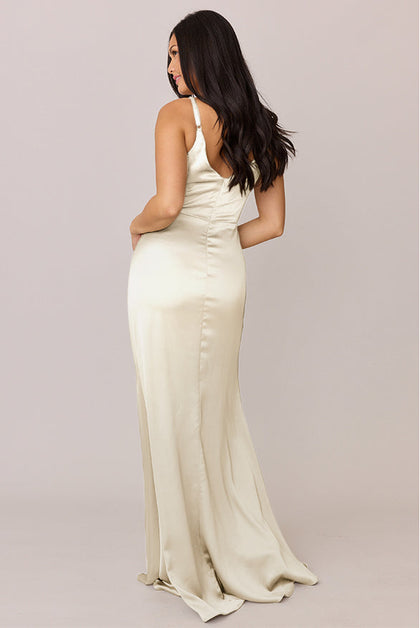 Giada Satin Dress | Made To Order | Pale Yellow