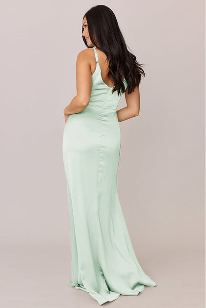 Giada Satin Dress | Made To Order | Pistachio
