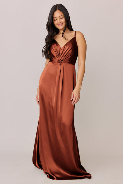 Giada Satin Dress | Made To Order | Rust