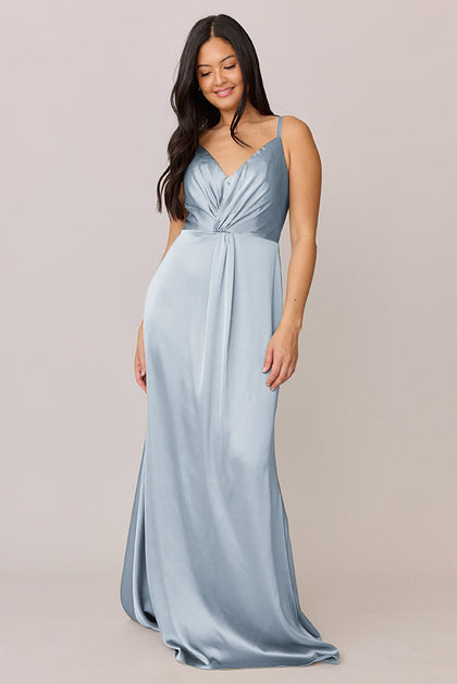 Giada Satin Dress | Made To Order | Sky Blue