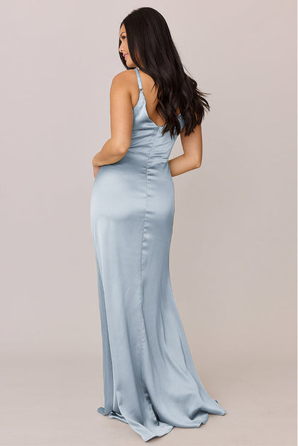Giada Satin Dress | Made To Order | Sky Blue
