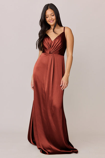 Giada Satin Dress | Made To Order | Rust