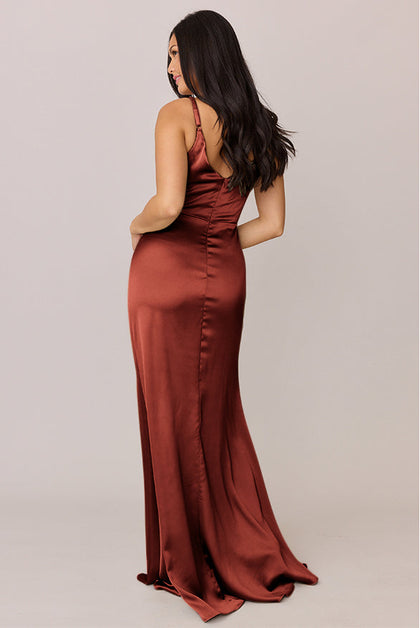 Giada Satin Dress | Made To Order | Rust