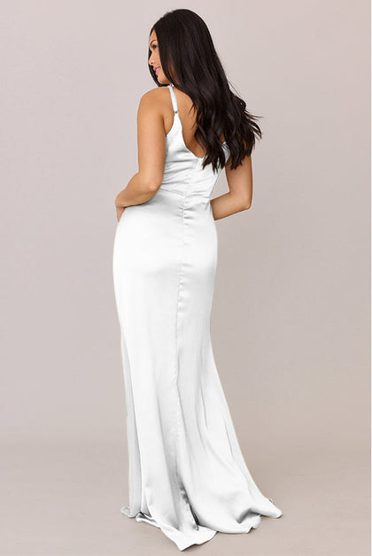 Giada Satin Dress | Made To Order | White Pearl