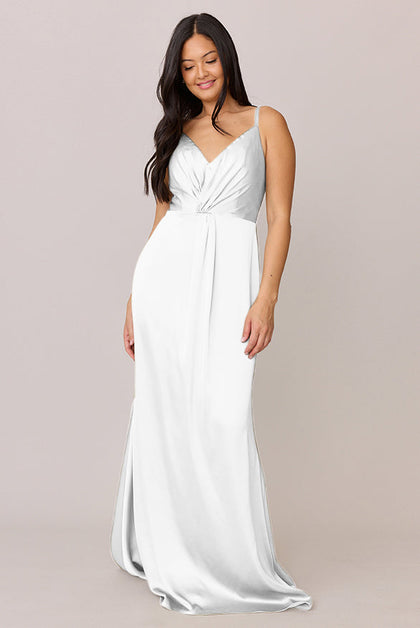 Giada Satin Dress | Made To Order | White Pearl