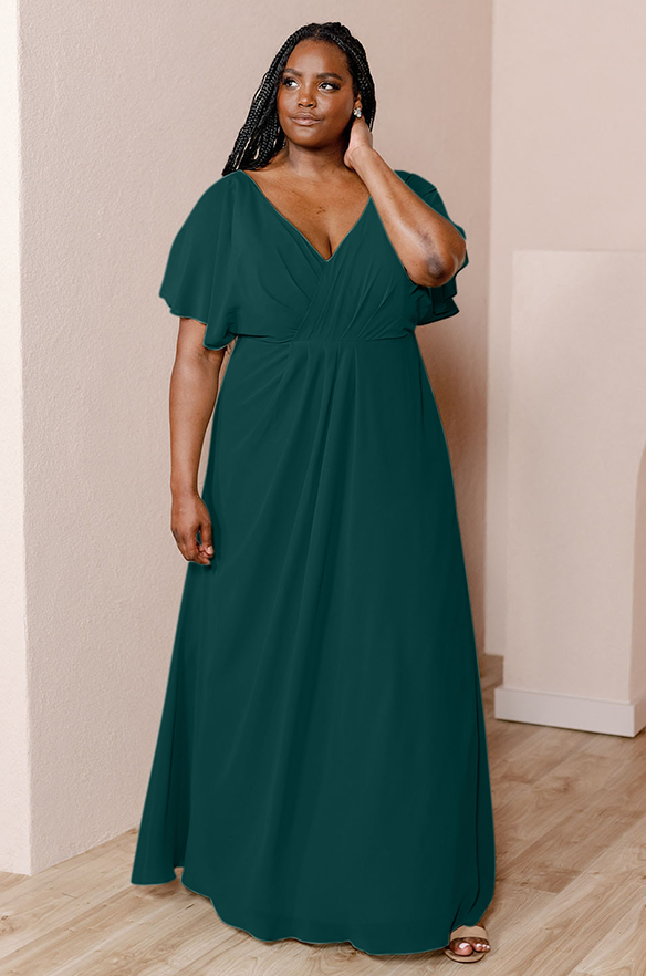 Sample Classic Emerald Gwen Chiffon Dress