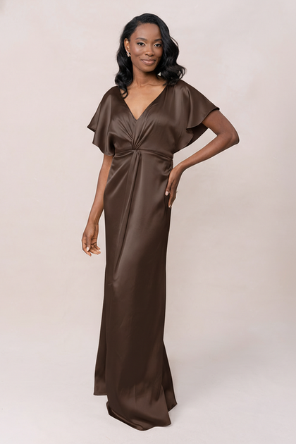 Gwen Satin Dress | Made To Order | Espresso