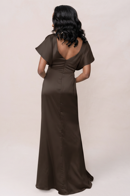 Gwen Satin Dress | Made To Order | Espresso