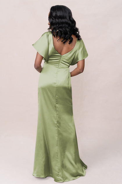 Gwen Satin Dress | Made To Order | Matcha