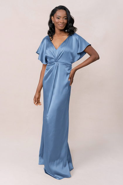 Gwen Satin Dress | Made To Order | True Blue