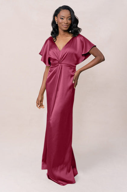 Gwen Satin Dress | Made To Order | Berry