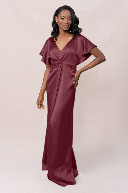 Gwen Satin Dress | Made To Order | Cabernet