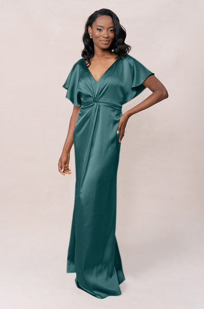 Gwen Satin Dress | Made To Order | Classic Emerald