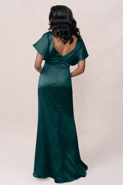 Gwen Satin Dress | Made To Order | Classic Emerald