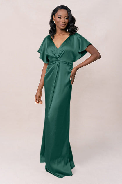 Gwen Satin Dress | Made To Order | Emerald