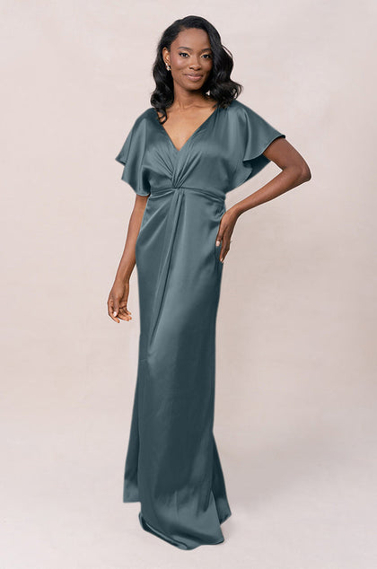 Gwen Satin Dress | Made To Order | Eucalyptus