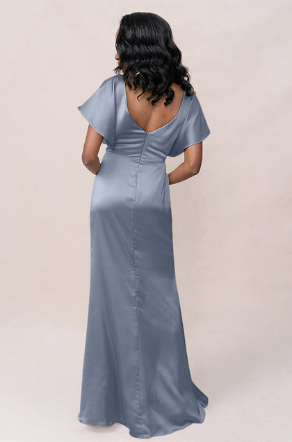 Gwen Satin Dress | Made To Order | French Blue