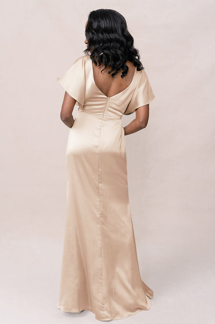Gwen Satin Dress | Made To Order | Gold Champagne