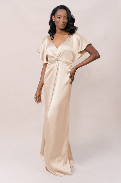 Gwen Satin Dress | Made To Order | Gold Champagne