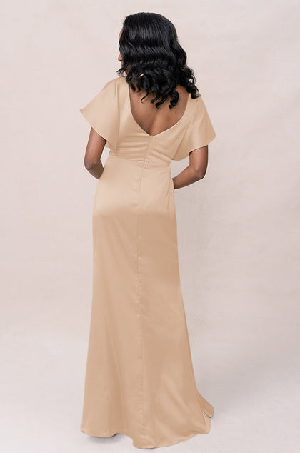 Gwen Satin Dress | Made To Order | Honey Beige