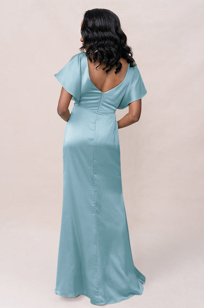 Gwen Satin Dress | Made To Order | Light Blue