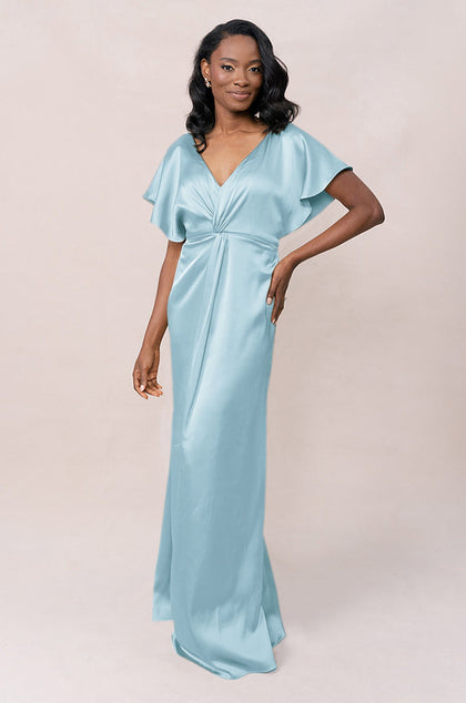Gwen Satin Dress | Made To Order | Light Blue
