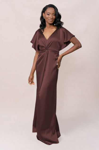 Gwen Satin Dress | Made To Order | Mahogany