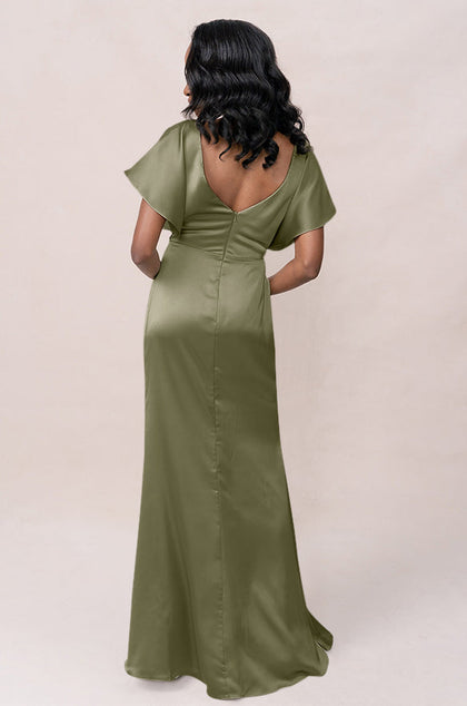 Gwen Satin Dress | Made To Order | Moss