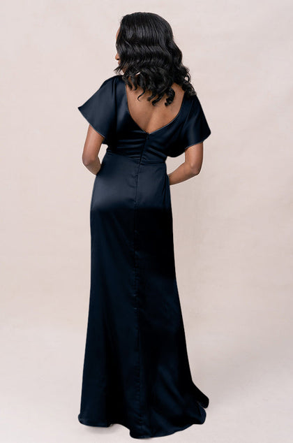 Gwen Satin Dress | Made To Order | Navy Blue