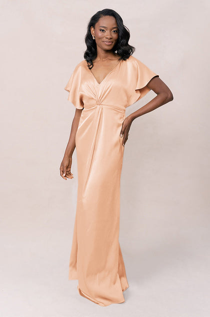 Gwen Satin Dress | Made To Order | Peach