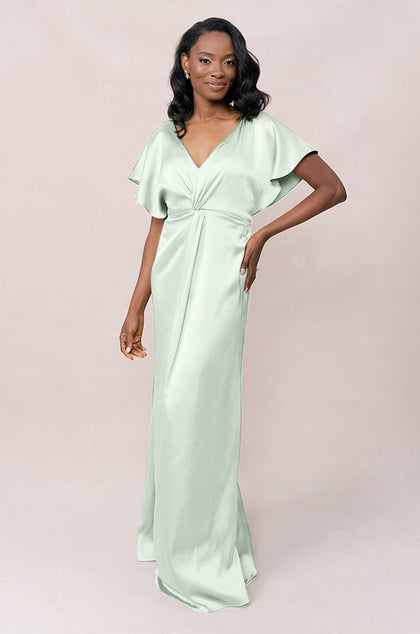 Gwen Satin Dress | Made To Order | Pistachio