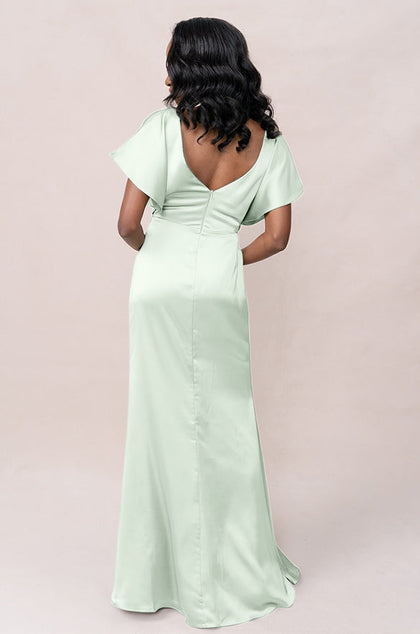 Gwen Satin Dress | Made To Order | Pistachio