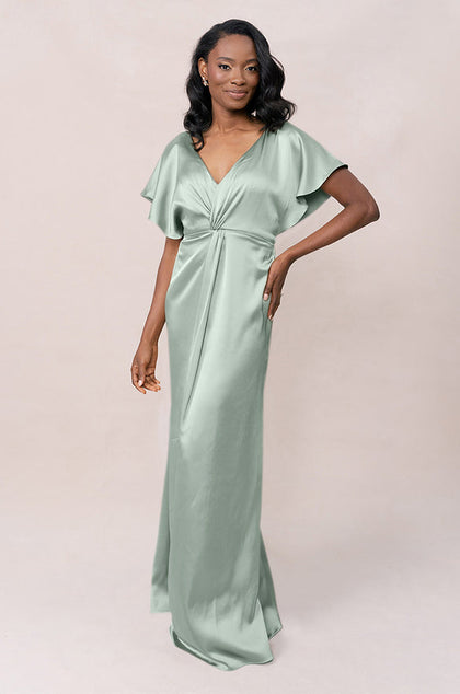 Gwen Satin Dress | Made To Order | Sage