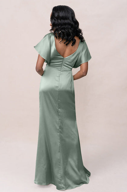 Gwen Satin Dress | Made To Order | Sage