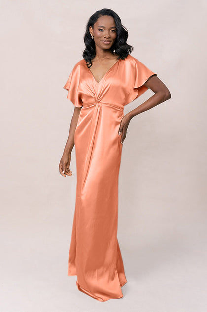 Gwen Satin Dress | Made To Order | Tangerine