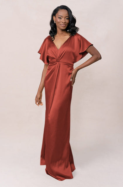 Gwen Satin Dress | Made To Order | Terracotta Rust