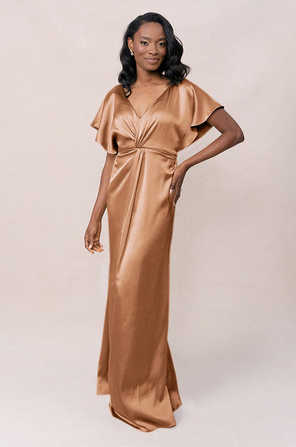 Gwen Satin Dress | Made To Order | Toffee