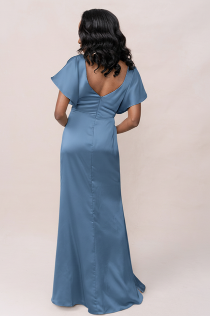 Gwen Satin Dress | Made To Order | True Blue