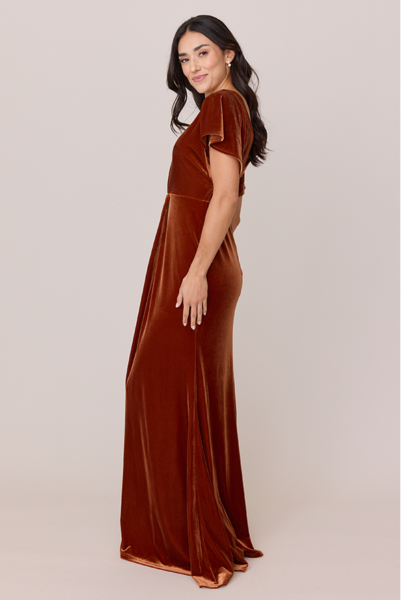 revelry velvet dresses Florence Dress catching silhouette and an open V Aurora Velvet Dress | Made