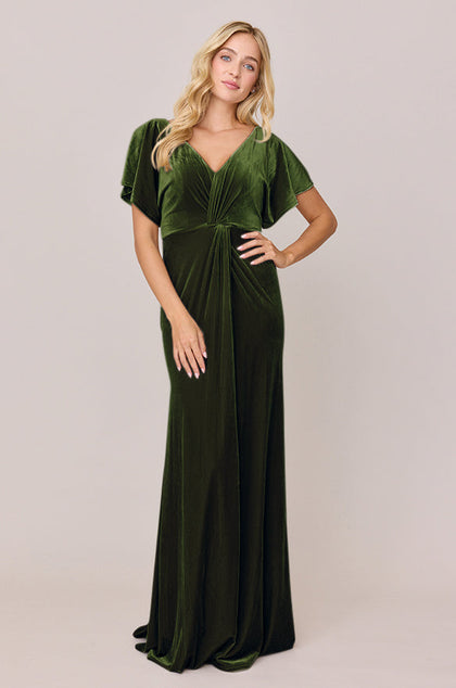 Gwen Velvet Dress | Made To Order | Olive