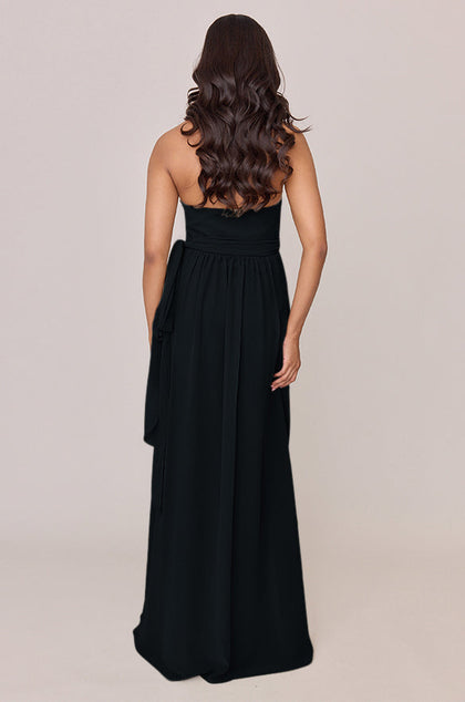 Hannah Chiffon Faux Wrap Dress | Made To Order | Black