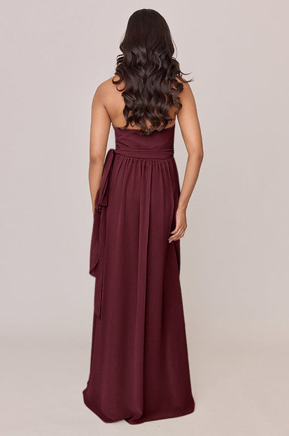 Hannah Chiffon Faux Wrap Dress | Made To Order | Cabernet
