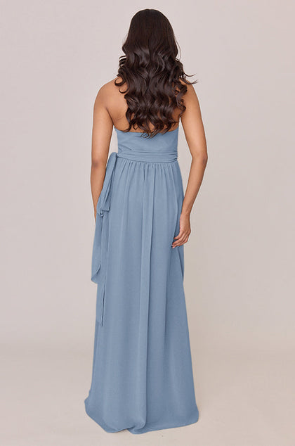 Hannah Chiffon Faux Wrap Dress | Made To Order | French Blue