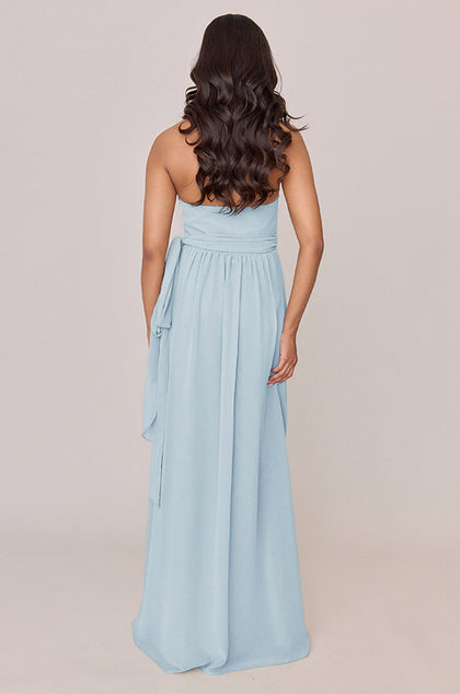Hannah Chiffon Faux Wrap Dress | Made To Order | Light Blue
