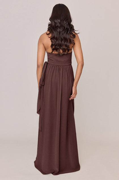 Hannah Chiffon Faux Wrap Dress | Made To Order | Mahogany