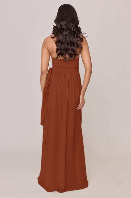Hannah Chiffon Faux Wrap Dress | Made To Order | Rust