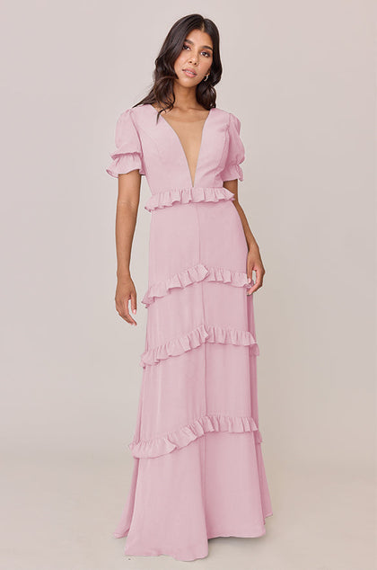 Harley Chiffon Dress | Made To Order | Blush Pink